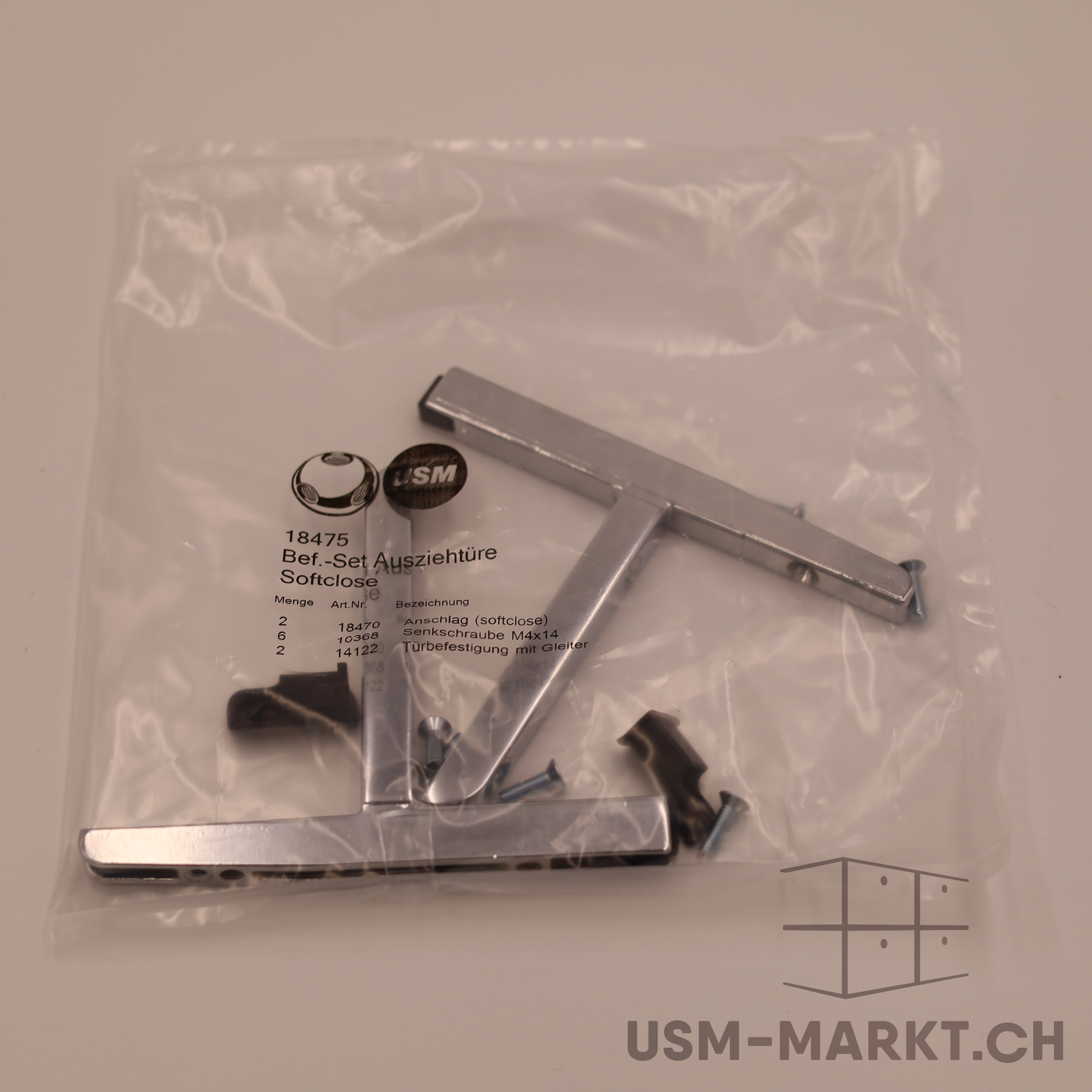 USM Haller Ausziehtür Befestigungsset / T-Chromwinkel für Türe