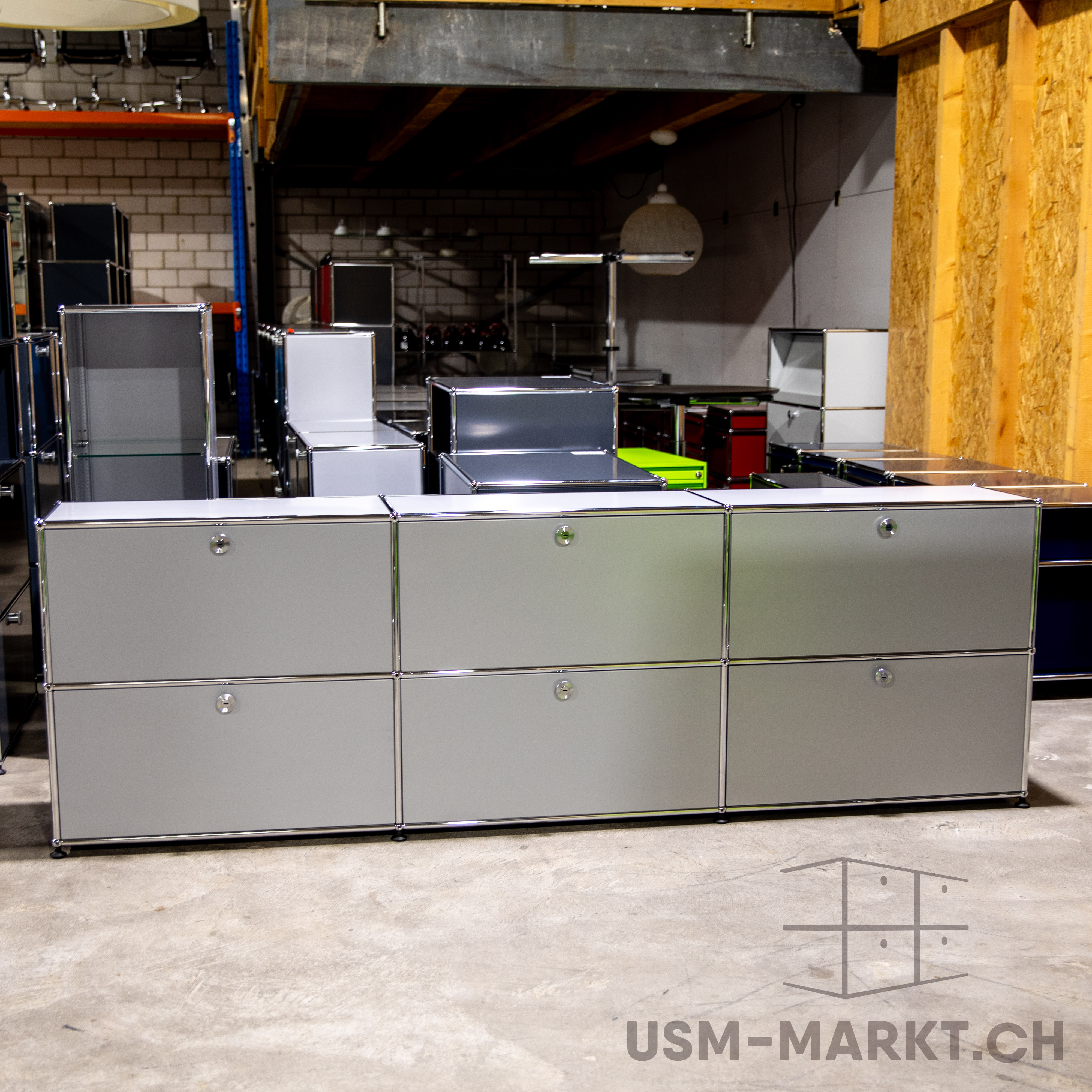 USM Sideboard 3x2 35 3hr3kl Mattsilber