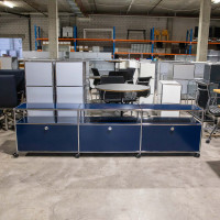 USM Haller Lowboard / TV Möbel 3x2 Stahlblau