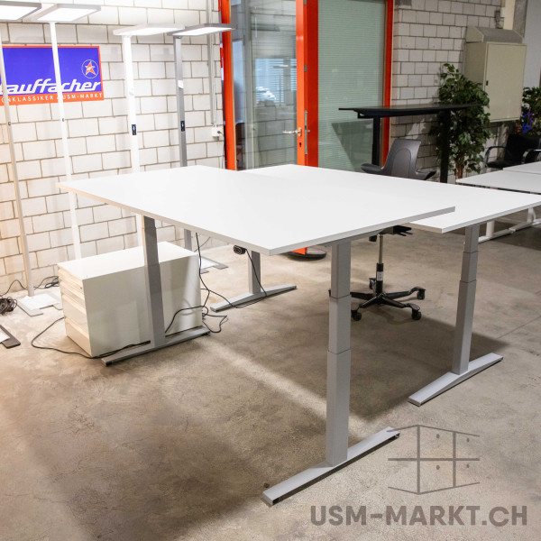 Linak Sitz- Stehtisch elektrisch von Flextop 180x90 KH Weiss - Mustertisch