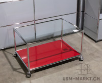 USM Glastischli 75x50 Rot mit Rollen