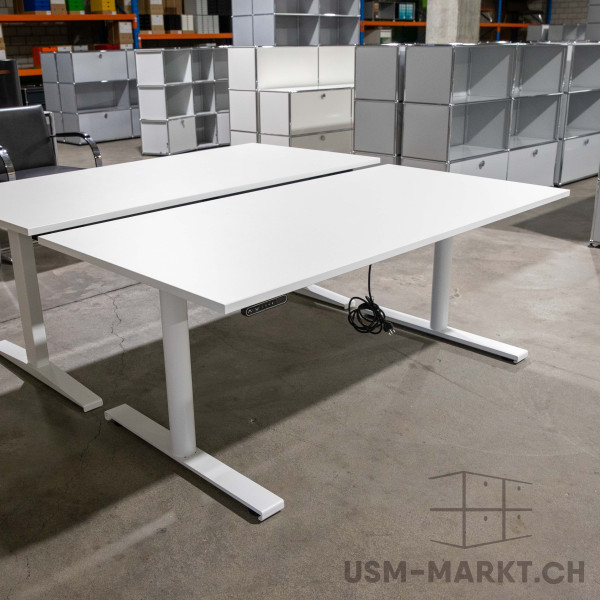Linak Sitz- Stehtisch elektrisch von Flextop 160x80 KH Weiss - Mustertisch
